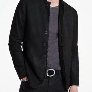 $1898 Brand New John Varvatos Collection Hook And Bar Suede Jacket EU 50 USA 40